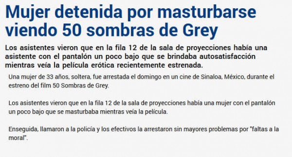 Se masturba en el cine viendo 50 sombras de Grey